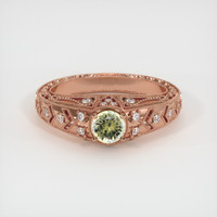 0.48 Ct. Greenish Yellow Sapphire Ring, 14K Rose Gold 1
